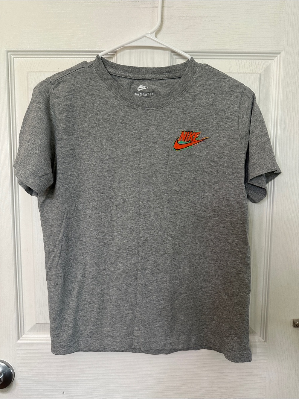 Nike Gray Heather Tee with Orange and Green Swoosh